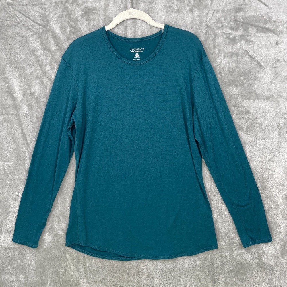 Segments Womens XL 100% Merino Wool Long Sleeve Base Layer Top Teal Blue